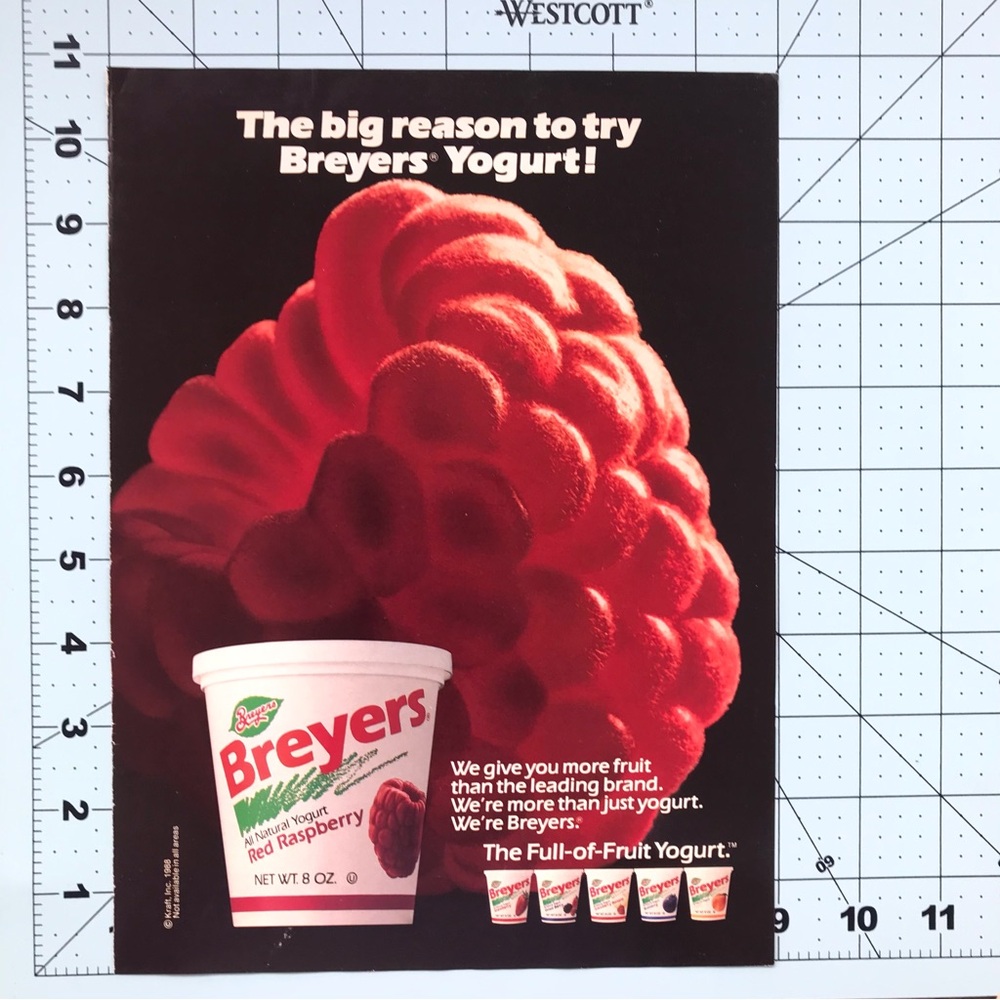 1980’s Vintage Magazine Ad Breyers Yogurt 1988